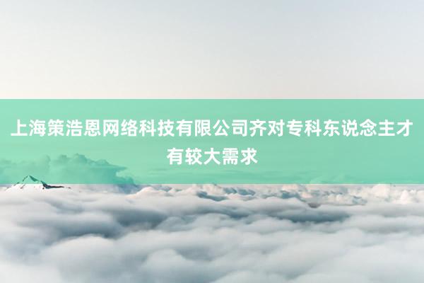 上海策浩恩网络科技有限公司齐对专科东说念主才有较大需求